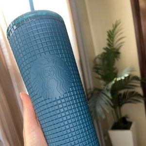 Teal Dark Green Starbucks Grid Cup